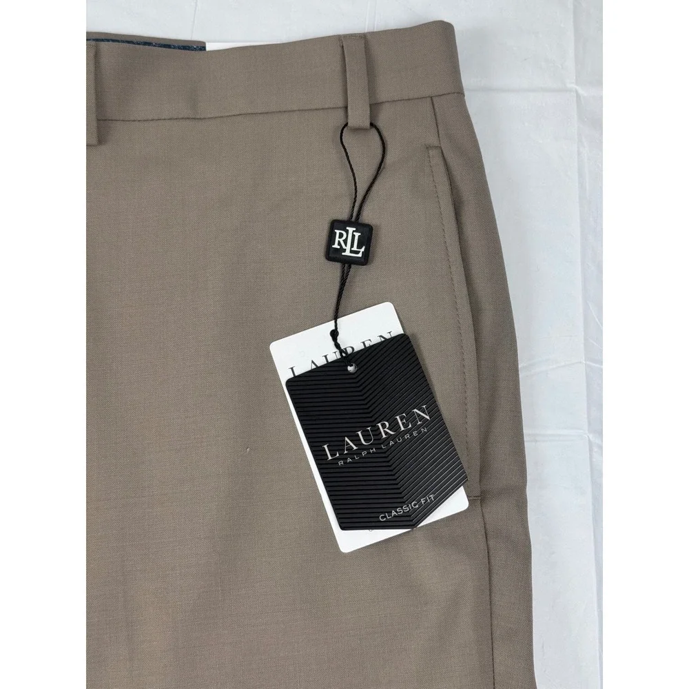 Lauren Ralph Lauren Mens 40x29 UltraFlex Classic Fit Wool Dress Pant Taupe Brown
